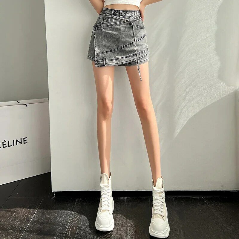 Шорты женские джинсовые Асимметричные с высокой талией, модные повседневные пикантные в стиле Харадзюку, в стиле пэчворк, летние