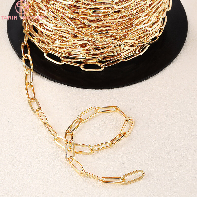 (4291)1 Meter Width 4.7MM Thickness 1.1MM 24K Gold Color Plated Brass Necklace Chains Quality Diy Jewelry Findings Accessories