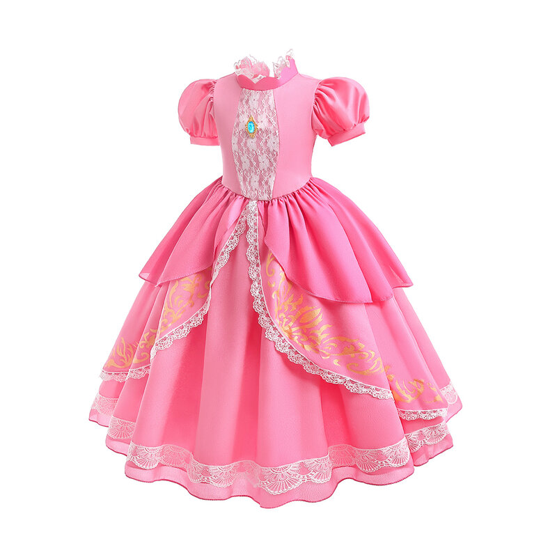 Peach Princess Dress Up For Girls Halloween Costume Girl Movie Role Playing Costume Birthday Party Stage Performace Outfits