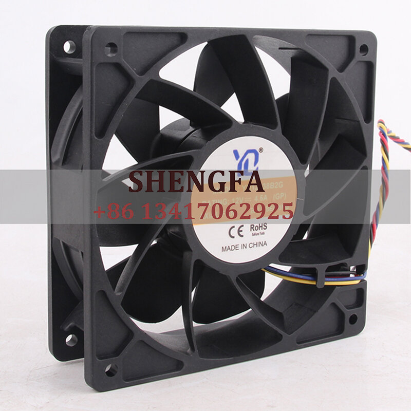 YD Case Fan-ventilador de refrigeración serie Wing Bit, YD12038B2G, 12V, 4.5A, 120x120x38mm, 12038, 12CM, Ant S7S9