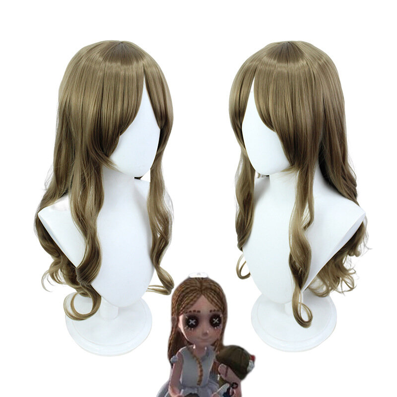 Periwig longo marrom com cabelo encaracolado para mulheres adultas, Acessórios Cosplay, Simulação Anime, Cos Costume, Headwear Adereços, Periwig Halloween