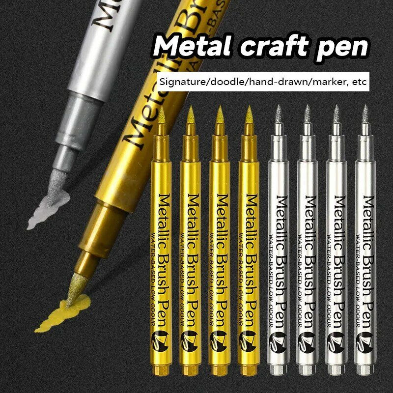 Золотистая серебристая металлическая маркерная ручка, водонепроницаемая фоторучка для рок, кружек, керамики, стекла, товары для творчества