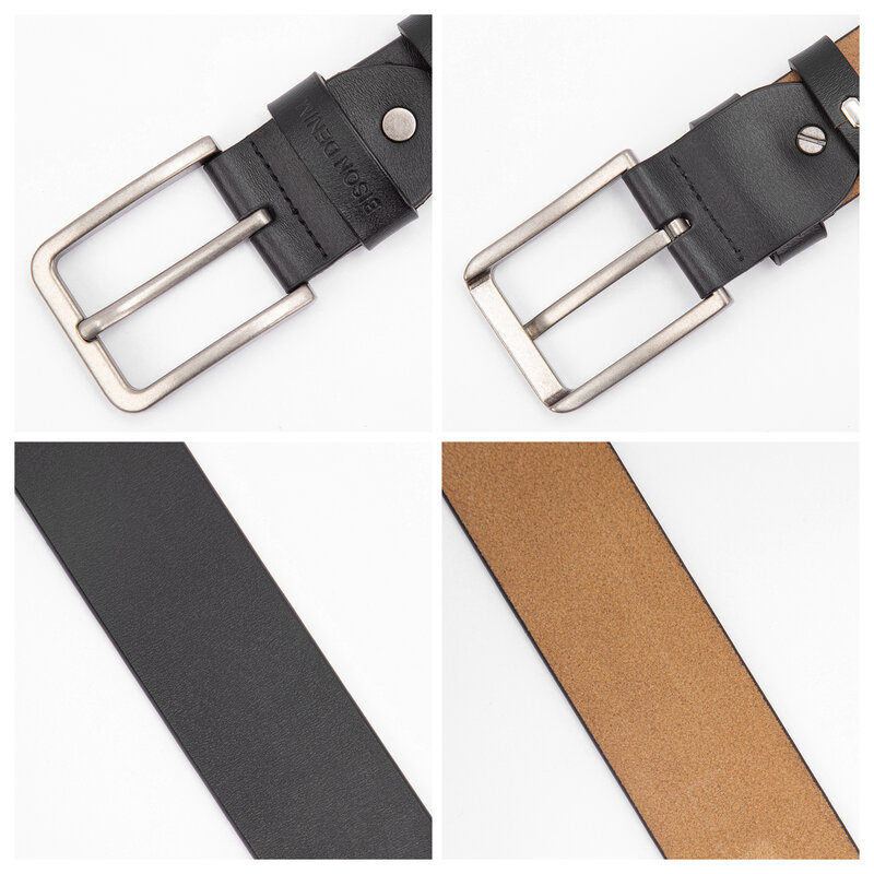 BISON DENIM High Quality Genuine Leather Belt Vintage Pin Buckle Design Belts Luxury Brand Retro Casual Strap for Men's Jeans