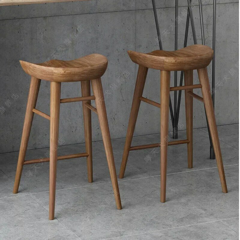 New Arrivals Nordic Modern Log Bar Chair Beautiful Atmosphere Coffee Shop Solid Wood Stool Home Dining Room High Bar Chair