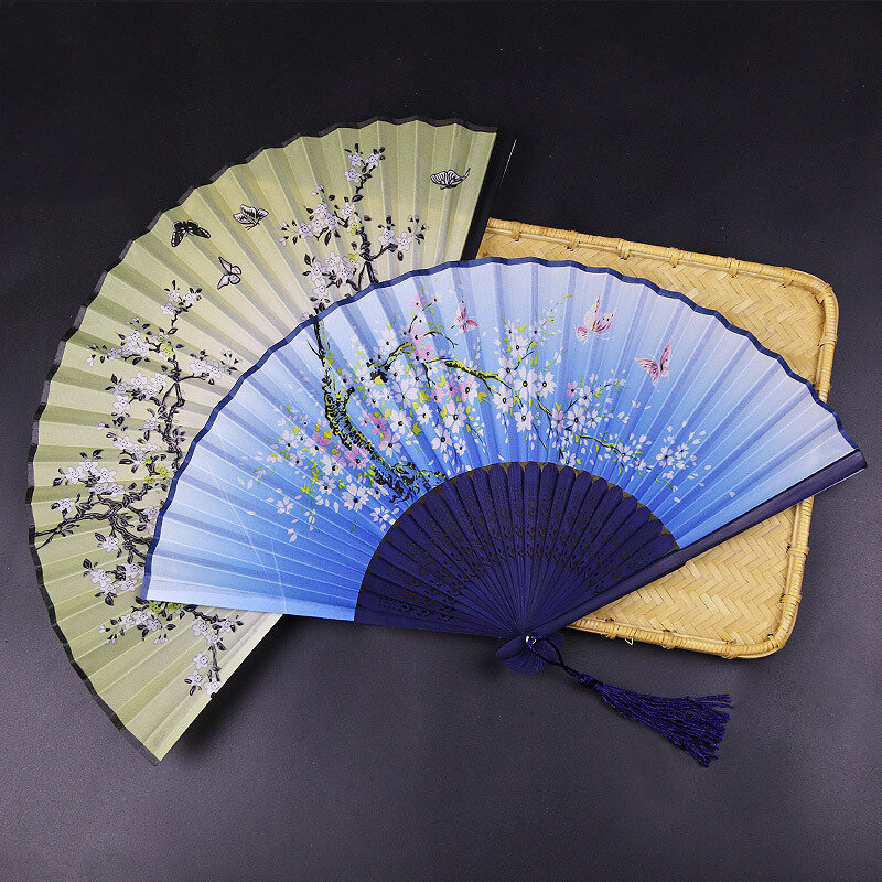 빈티지 실크 접는 팬 중국 일본식 손을 잡고 팬 대나무 댄스 웨딩 팬, 홈 인테리어 장식품 공예 선물