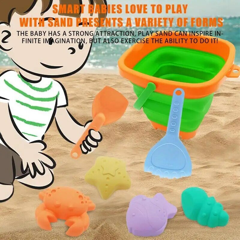 어린이 해변 장난감 세트, 접이식 해변 양동이, 모래 파기 및 삽 도구 세트, 여름 야외 모래, 7 개 세트