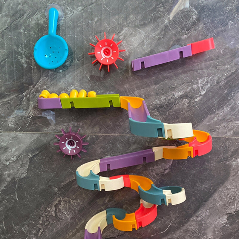 Diy zabawka do kąpieli zmontowany tor kulkowy suwak muzyka do zabawy w wodzie zabawki wodne rozpryskiwania dzieci dla malucha prezenty dla dzieci