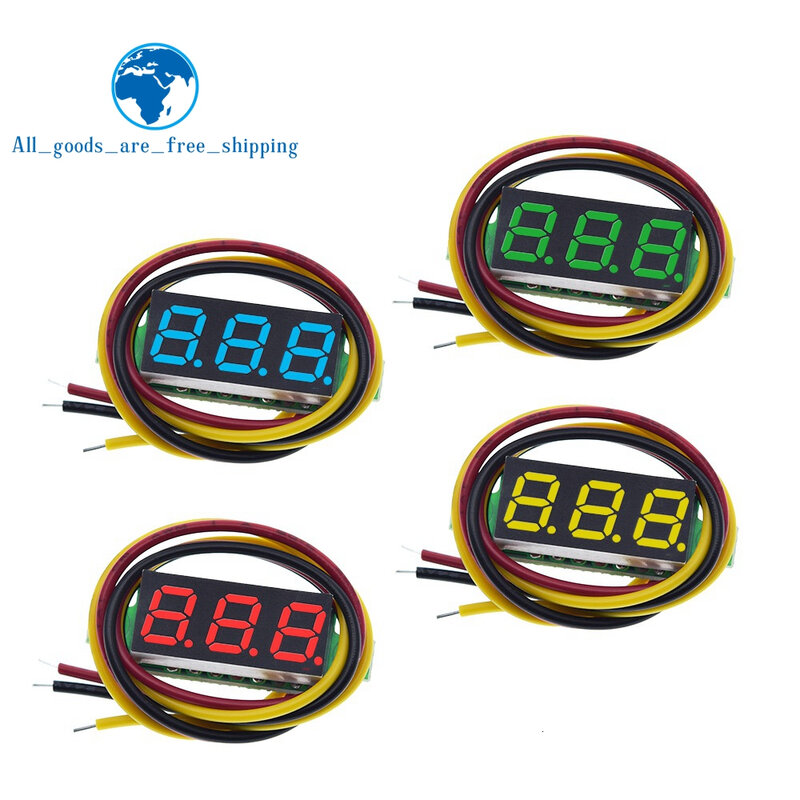 Tzt-ミニデジタル電圧テスターモジュール,赤,青,黄色,緑,0.28インチ,2線式,3線式,2.5v-40v