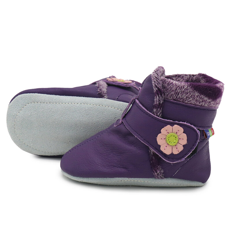 Sepatu Musim Dingin Anak-anak Sepatu Bot Kulit Asli Sepatu Dalam Ruangan Sepatu Boneka Anak Perempuan Sepatu Bot Mata Kaki Hitam Anak Laki-laki 0-4 Tahun