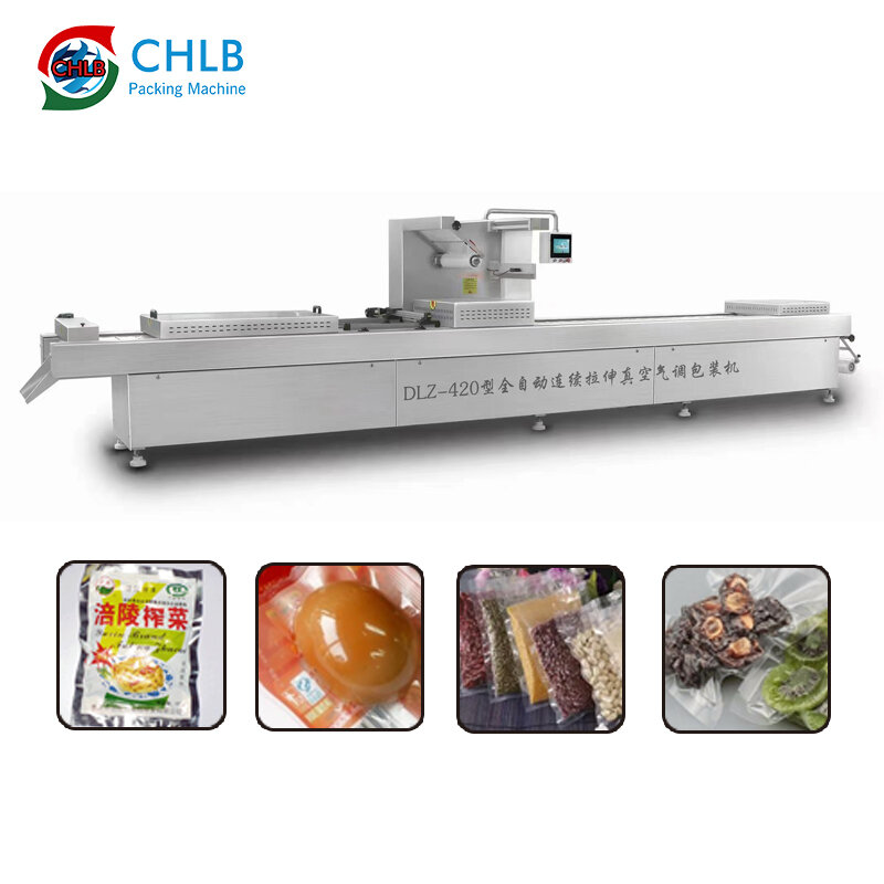Automatic Meat Frozen Food Vacuum Packaging Machine, Continuous Stretch Film, Thermoforming