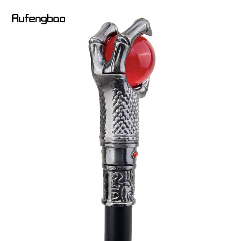 Silver Dragon Claw grip Red Glass Ball Walking Cane Fashion decorativo Walking Stick Gentleman elegante Cosplay Crosier 93cm