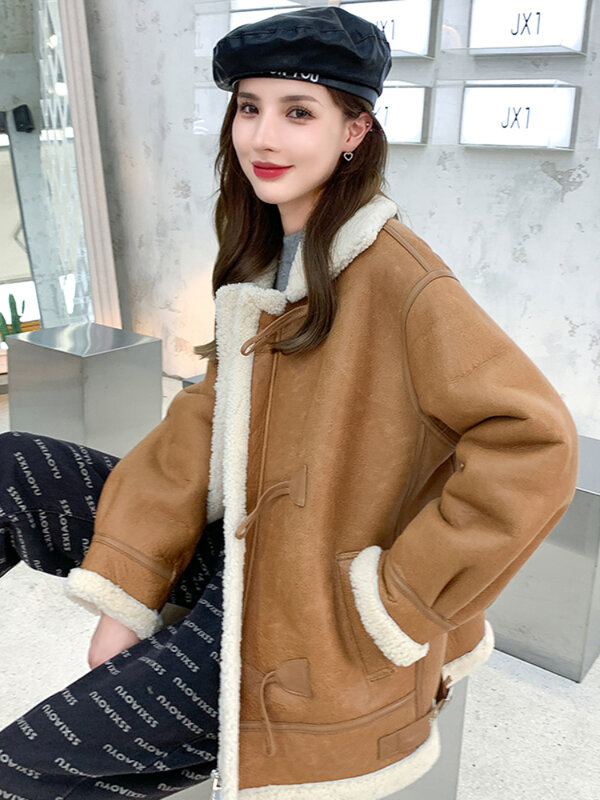 2023 Double-faced Fur Fashion Real Natural Merino Wool Winter Jacket Warm Women Coat Lambwool Genuine Leather Luxury New