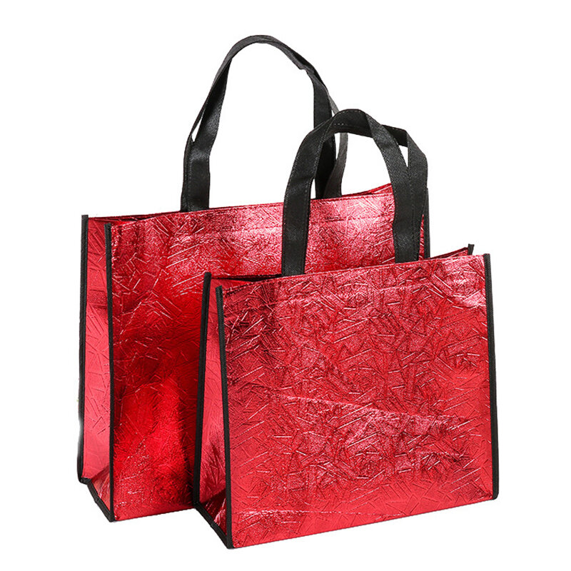 2022 New Foldable Laser Shopping Bag Reusable Eco Tote Waterproof Fabric Non-woven Bag