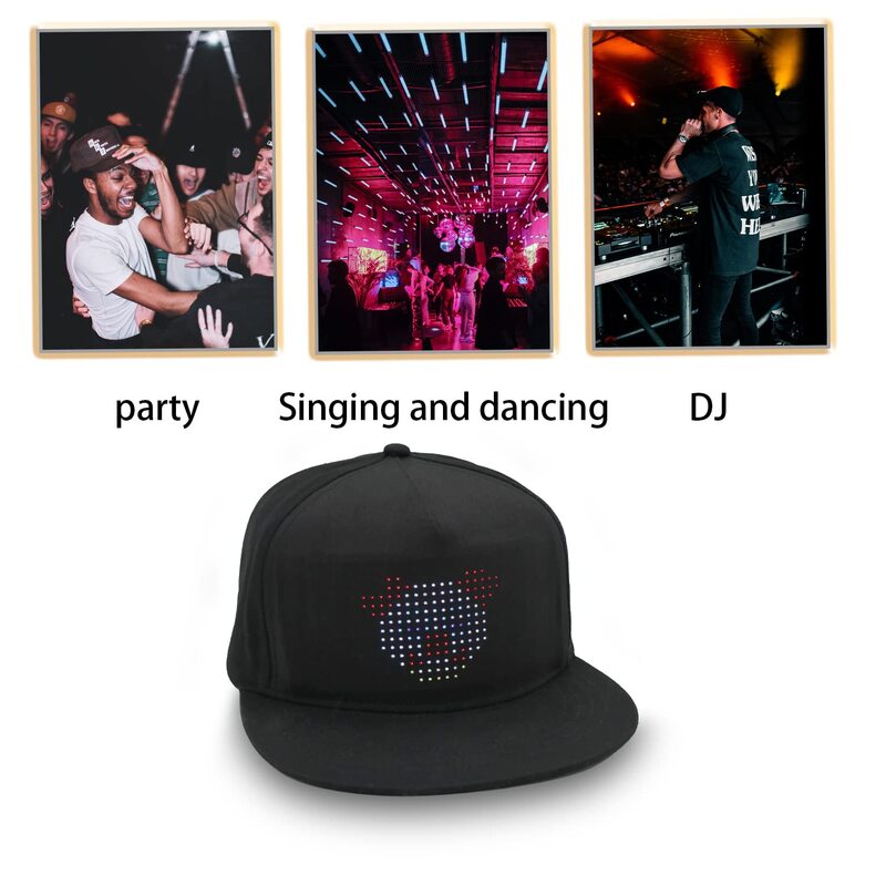 Oświetlenie LED kapelusz kreatywny Bluetooth Shining Screen Caps wielojęzyczny wyświetlacz reklamowy czapka Prom Party dekoracyjny kapelusz edytowalny