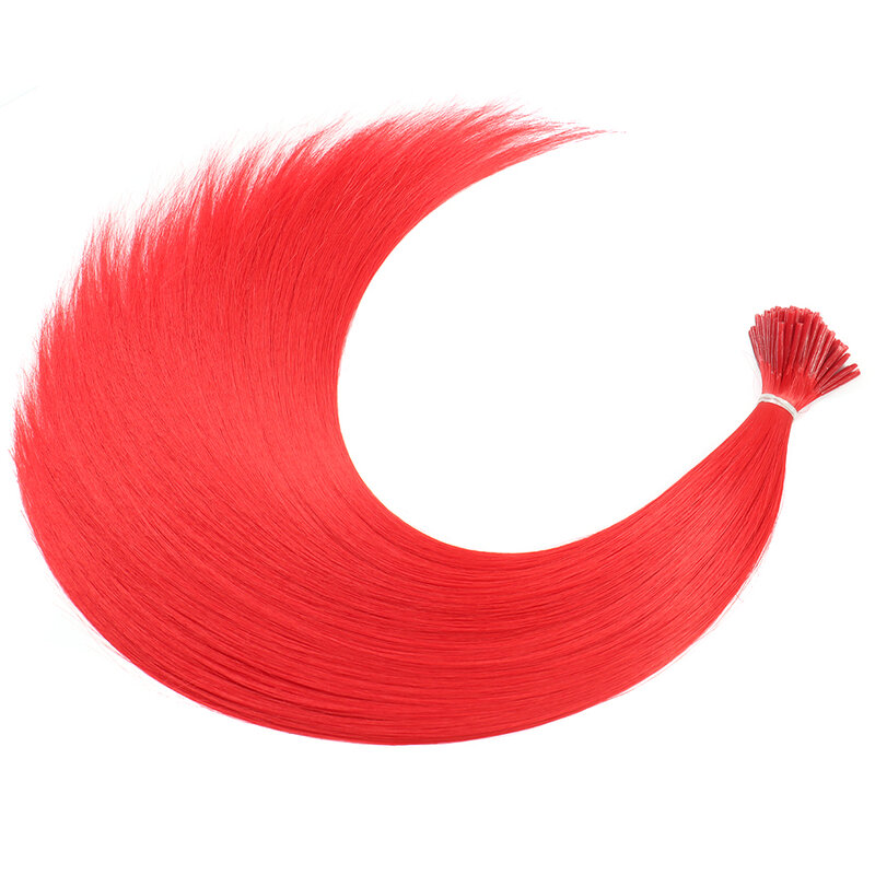 Tinte de pelo sintético arcoíris, extensiones de cabello falso de color Kanekalon i-tip, fusión de queratina para extensiones de cabello, hebras de piezas de cabello