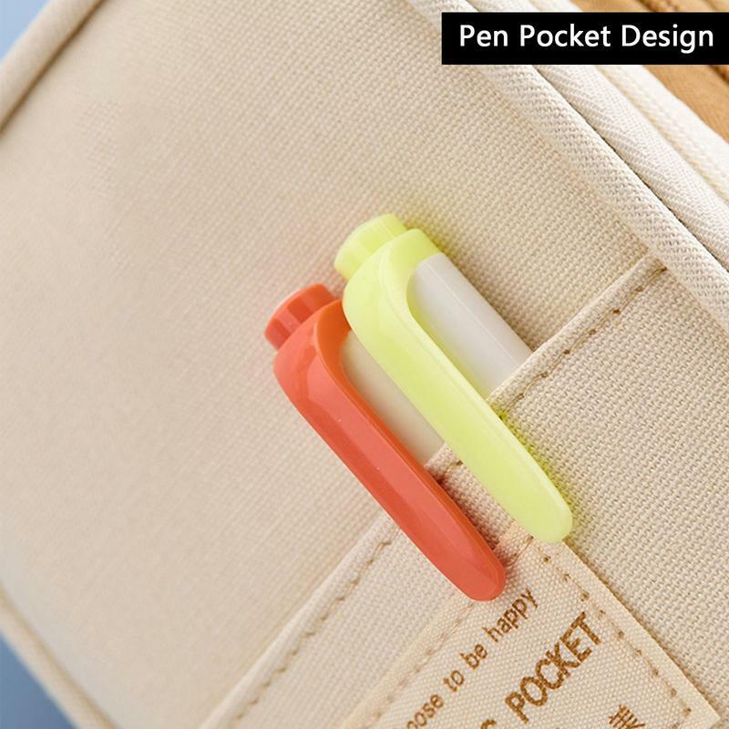 카와이 대용량 연필 케이스 파우치 펜 가방, 양면 개방 학생 문구 정리함, 학용품