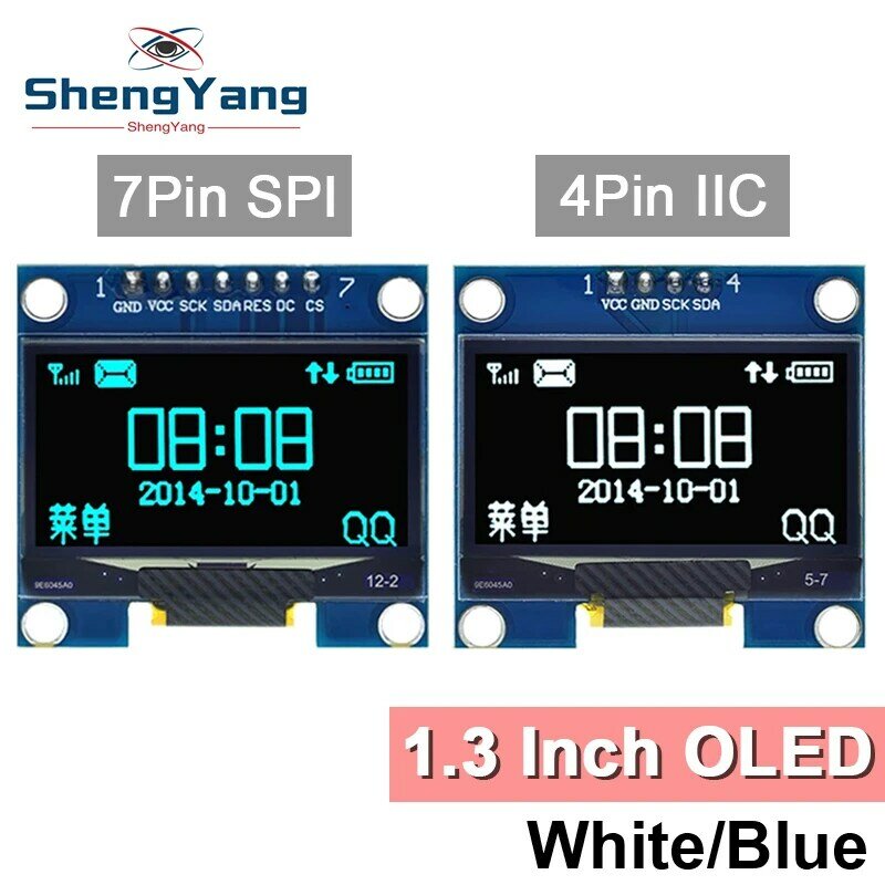 Tzt 1.3 Inch Oled Module Spi/Iic I2c Communiceren Wit/Blauw Kleur 128X64 1.3 Inch Oled Lcd Led Display Module 1.3 "Oled Module