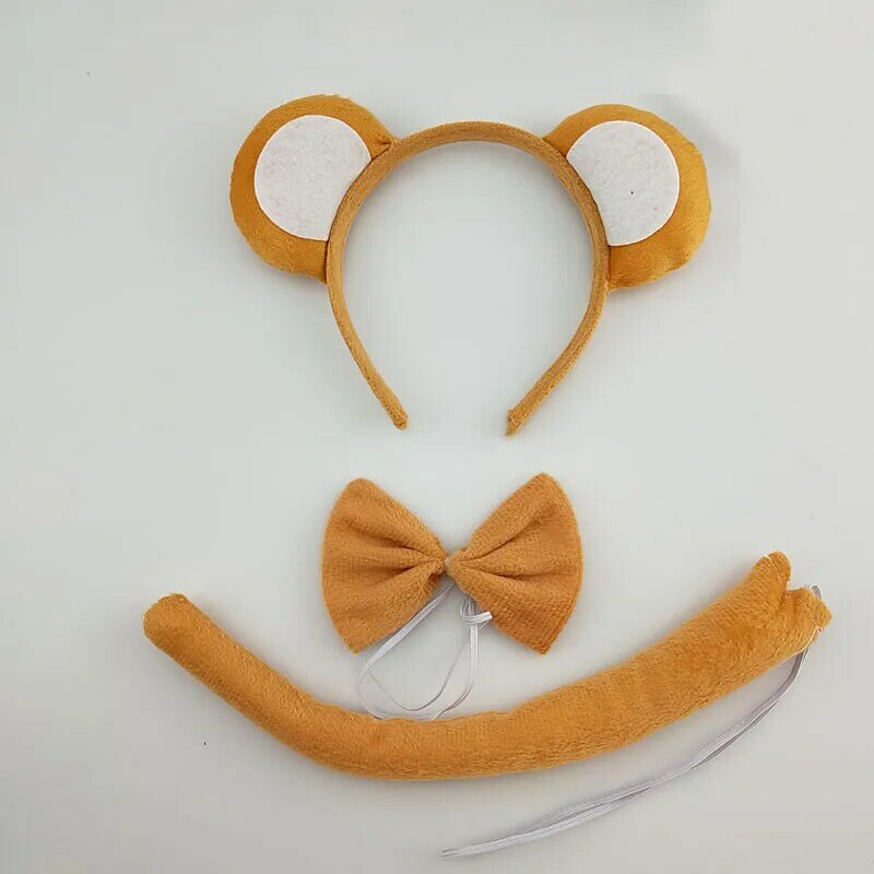 Pelúcia Monkey Ear Headband para adultos e crianças, Tail Tie, Animal para presente, festa de aniversário, cosplay, Natal, Halloween Headwear