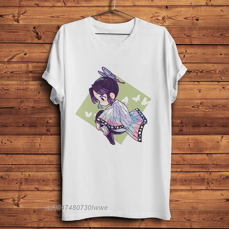 Kawaii Kochou Shinobu Funny Anime T 셔츠 화이트 남성 캐주얼 Tshirt 유니섹스 만화 악마 슬레이어 Streetwear Tee