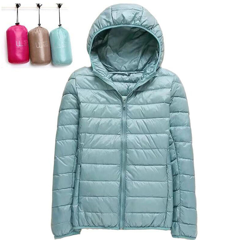 2022 겨울 여성 초경량 다운 재킷 후드 파카 화이트 오리 다운 재킷 슬림 웜 코트 파커 여성 방수 아웃웨어