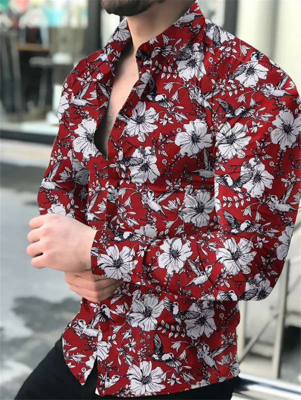 Luxus Herren Social Shirt hochwertige bedruckte Button-up Langarmhemd bequeme weiche Herren bekleidung stilvoll und atmungsaktiv