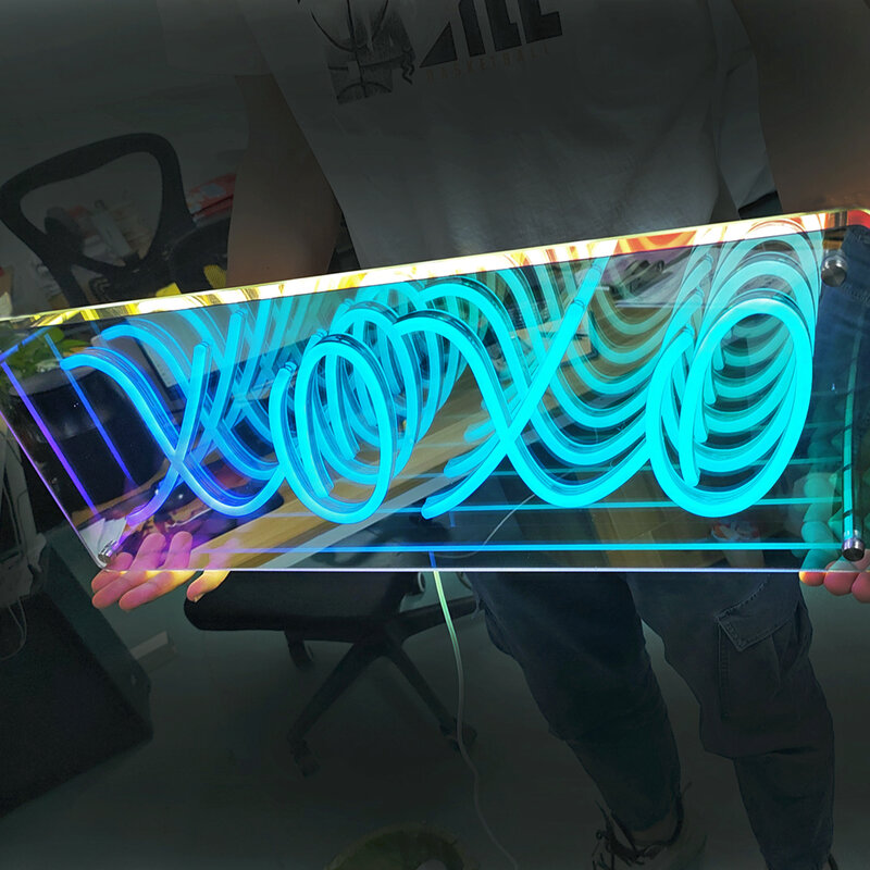 Neon lights with a thousand layer effect, two uses for one mirror, party logo, room decoration, and living room decoration