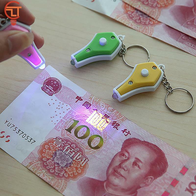 1 szt. Mini latarka LED fioletowe światło światła wykrywacz pieniędzy przenośne latarki oświetleniowe do biwakowania na zewnątrz