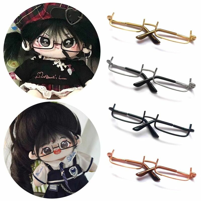 Óculos Metal Doll para Animais de Estimação, Óculos de pelúcia, Criativos, Meia armação, Meia armação, 20cm
