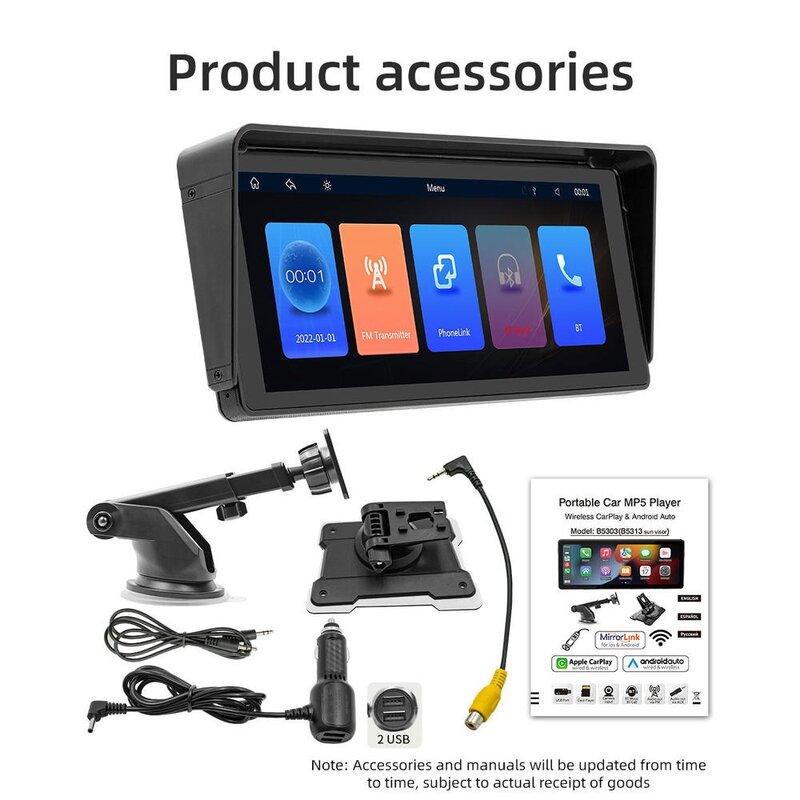 10.26 "ips tragbare drahtlose Carplay Android Auto Auto Stereo FM Radio BT/USB/TF Touchscreen Auto Multimedia-Player