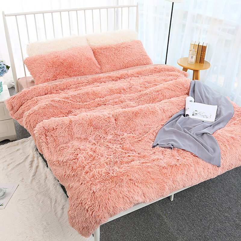 Super Weiche Decke Lange Shaggy Fuzzy Pelz Faux Decke Geschenk Warm Elegant Dicken Flauschigen Sofa Bett Sherpa Decken Kissenbezug