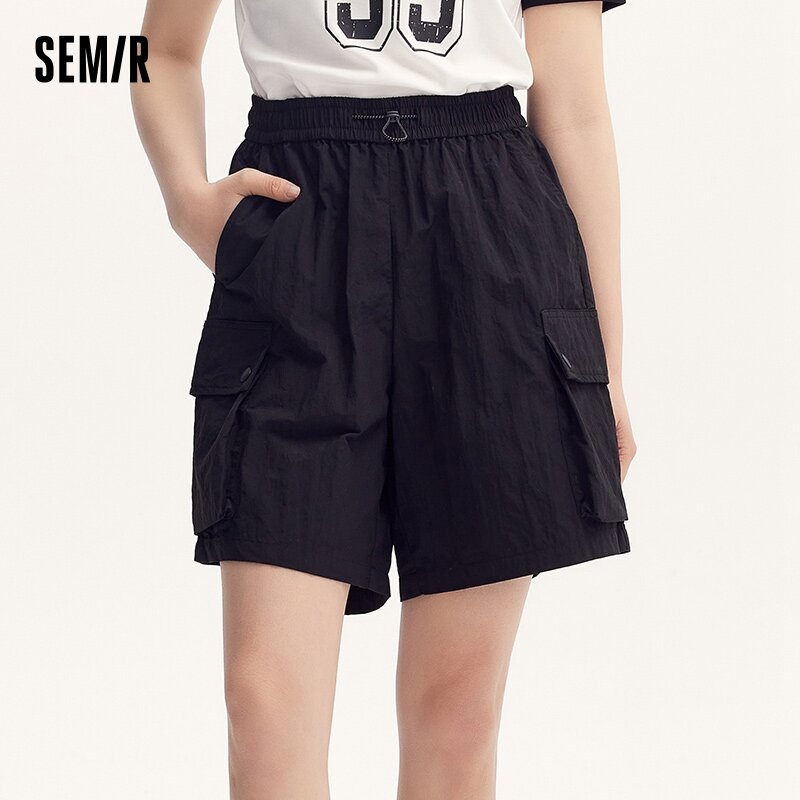 Semir Women Elastic Waist Loose Fit Solid Color Shorts 2024 Summer New Retro Textured Work Pants Cool And Trendy