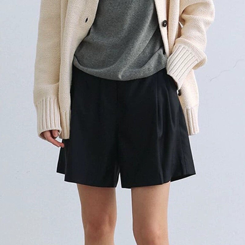 Calções femininas com design de bolso médio cintura, calças de cor sólida, soltas e frias, calças curtas de verão, marca R0W, novo, 2023