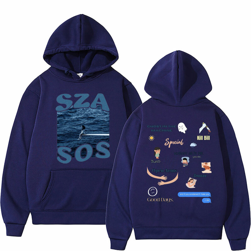 Rapper SZA SOS Saturn Graphic Hoodie Male Casual Fleece Cotton Hooded Tracksuit Men Women Hip Hop Oversized Pullover Hoodies