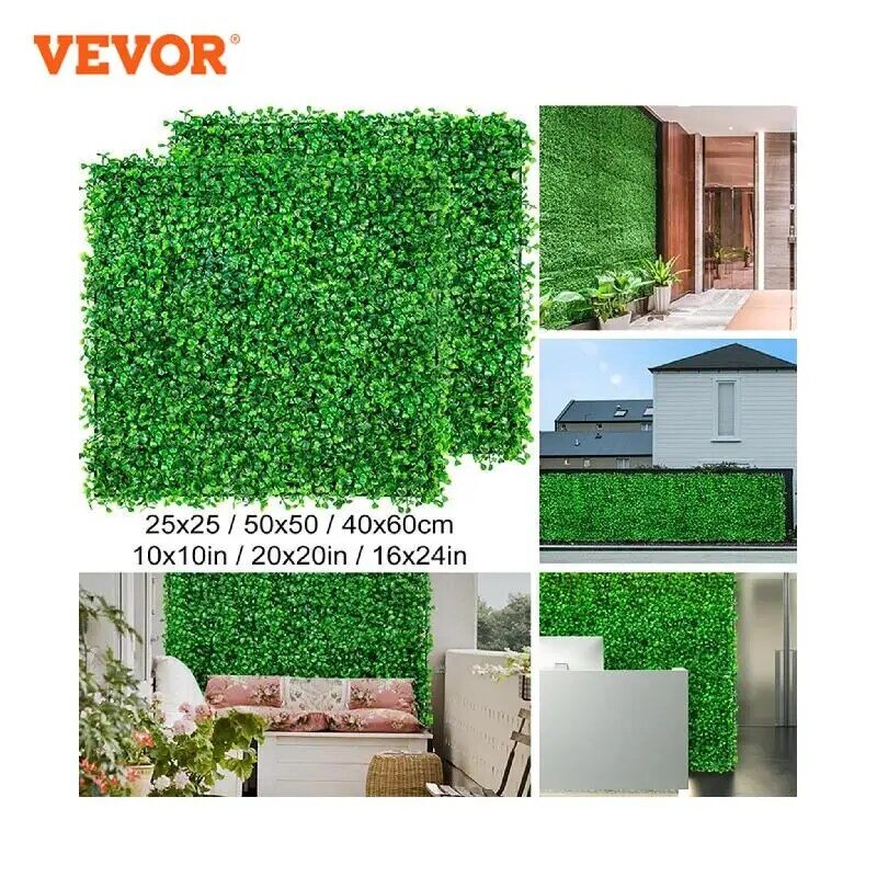 VEVOR Artificial Plant Wall Decoration Boxwood Hedge Wall Panel Home Decor Fake Plants Grass Backdrop Wall Privacy Hedge Screen
