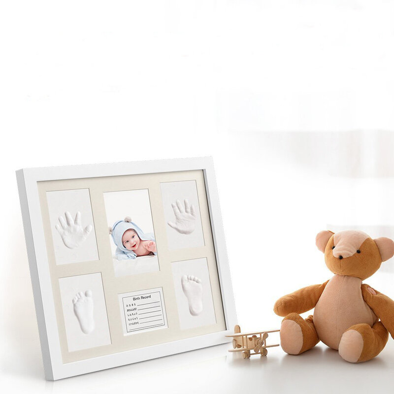 Cadre Photo pour Bébé, Kit d'Empreinte de Main et Pieds, Souvenirs pour Nouveau-né, Cadeaux d'Anniversaire