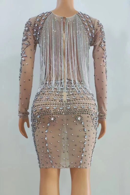 Spersonalizowana, wydrążona koronkowa perłowa przezroczysta, wysoka elastyczna cekiny seksowny, obcisły sukienka sukienka na przyjęcie urodzinowe sukienka na występy