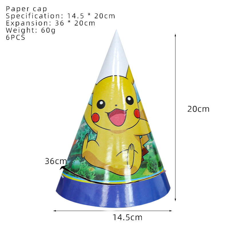 Pokemon Party Caps Pikachu Chapéus De Papel Figura Dos Desenhos Animados Cosplay Chapéu Fontes Do Partido Feliz Aniversário Brinquedos Presente De Aniversário Favores Do Partido
