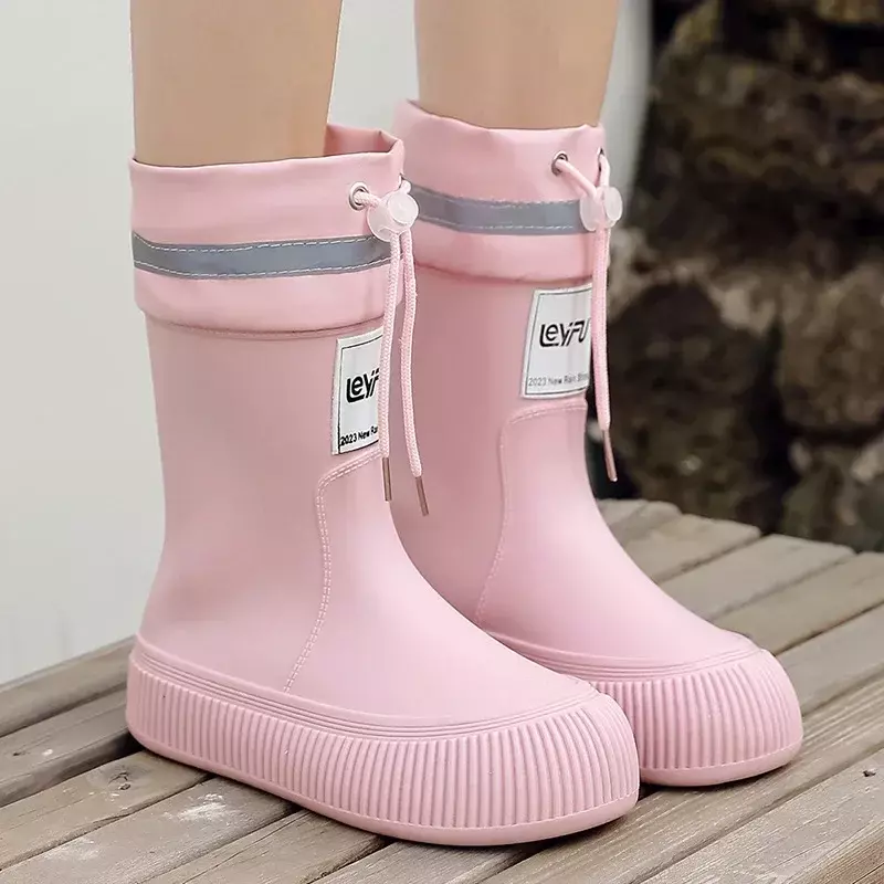 Rain Boots Women Anti Slip Trend Lightweight Soft Rain Shoes Outdoor Fishing Thick Sole Waterproof Shoes Fashion Comfy 2024