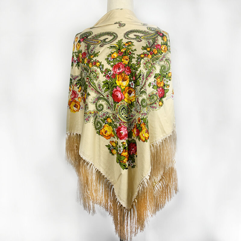 ロシア風の豪華なプリントスカーフ女性のショールとタッセルの装飾多機能シナリオのスカーフで実用的