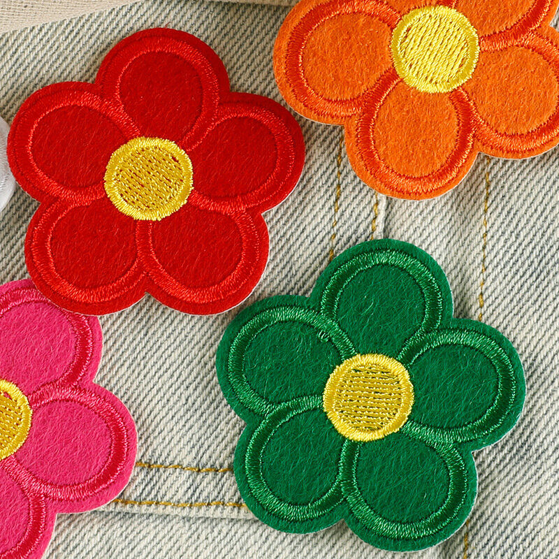 Stiker kain perca bordir lucu, stiker bunga warna pada kain untuk pakaian ransel, aksesori anak laki-laki dan perempuan, tanda pribadi