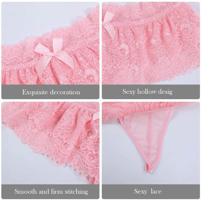1pc New Solid Color Hot Seductive Briefs Lace Decoration Sexy Ladies Sexy Underwear Couple Dress Atmosphere Sense Of Mini Style