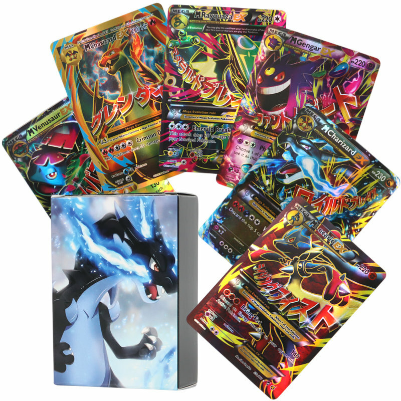 포켓몬 샤이닝 카드, 영어 버전, 메가 GX Vmax TAG EX 프록시 컬렉션 카드, 어린이 장난감 선물, 60 개, 100 개