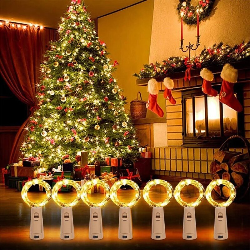 Guirnalda de luces Led de corcho, 1 piezas, 2 metros, 20 Led, 1 metro, 10 Led, para fiesta de bodas y Navidad