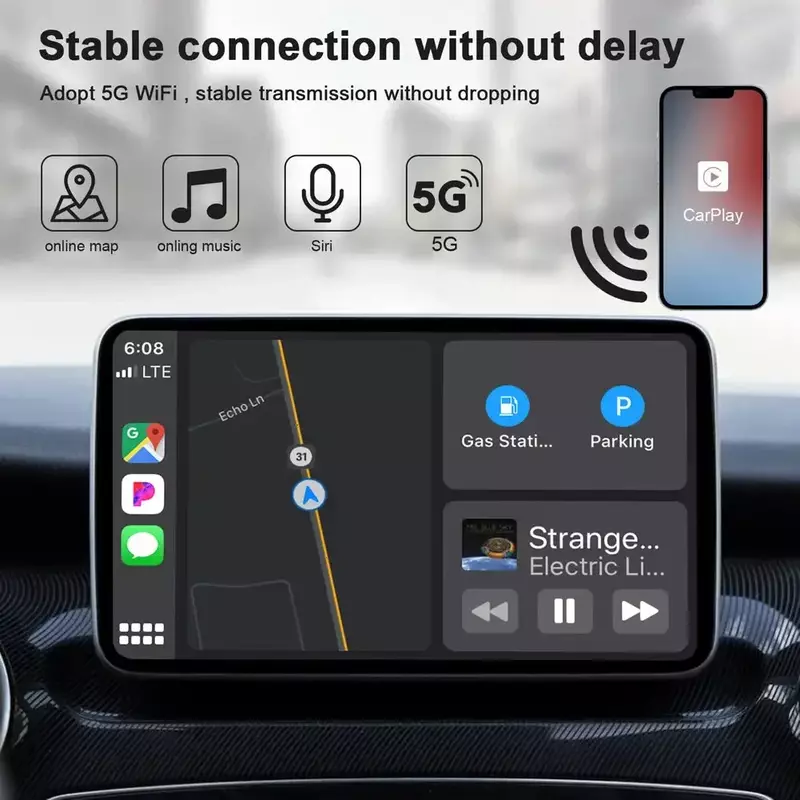 Dongle con cable a inalámbrico para Apple Mini Carplay, caja automática para Audi, Toyota, Mazda, Nissan, Chevrolet, Suzuki, Subaru, Kia, Ford, Hyundai