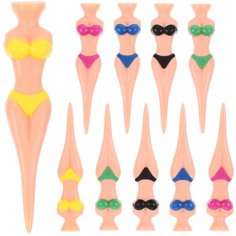 Pelotas de Golf con forma de Bikini para mujer, 10 piezas, Pin de plástico, accesorios de Golf