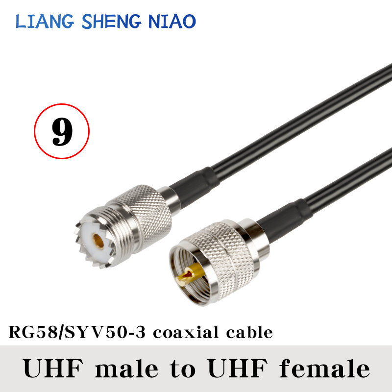 Kabel koaksial RG58 UHF PL259 pria KE N Pria Wanita konektor kabel Coax kabel UHF ke N ke F jalur kabel pria 0.3M-30M