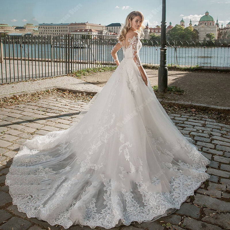 Женское свадебное платье It's yiiya, белое кружевное платье трапециевидной формы из тюля с рукавами три четверти на лето 2024