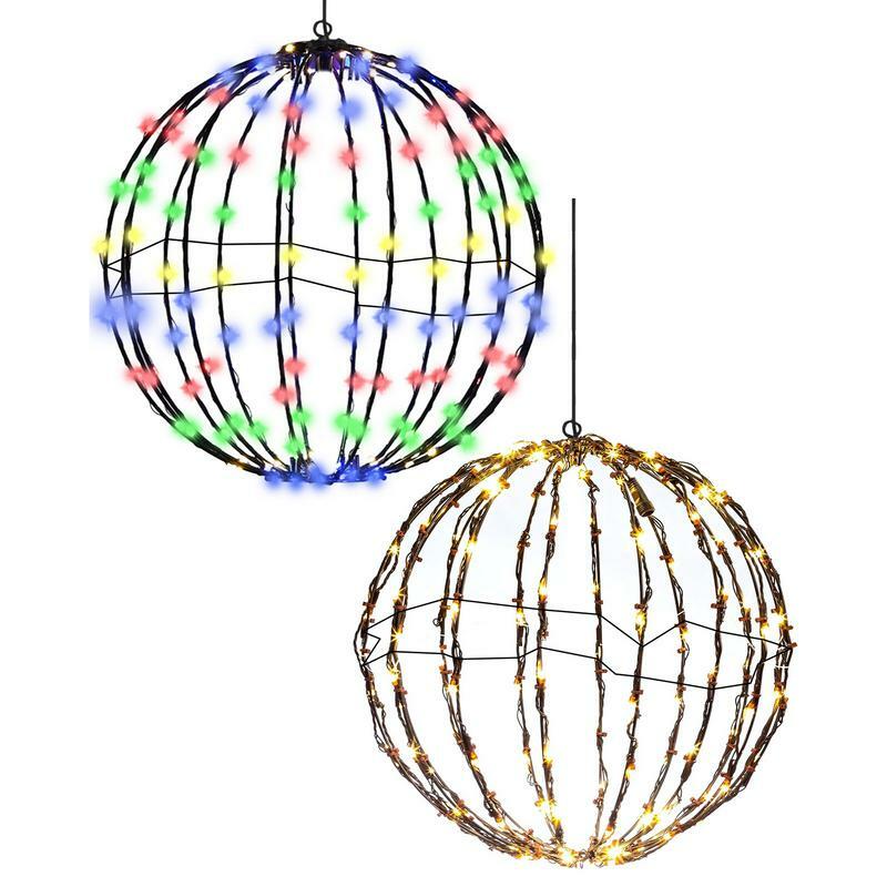 Esfera ao ar livre LED String Lights, luz colorida de fada, decoração de casamento, moldura de metal, bola grande, feriado