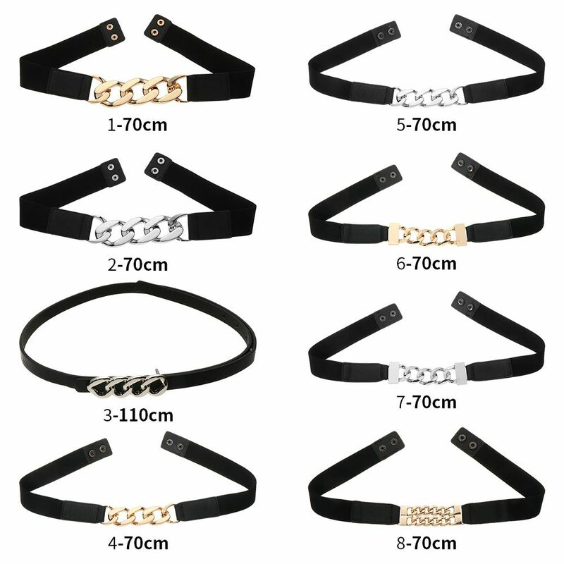 Cinturones elásticos de Metal plateado para mujer, cinturilla de Riem, cinturón de cadena dorada, fajas elásticas