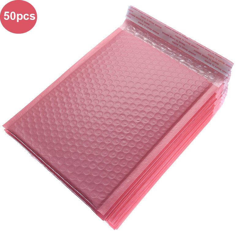 50 Pcs/Batch Roze Schuim Bag Self-Afdichting Padded Verzending Envelop Met Bubble Zak Gift Bag 18x23cm